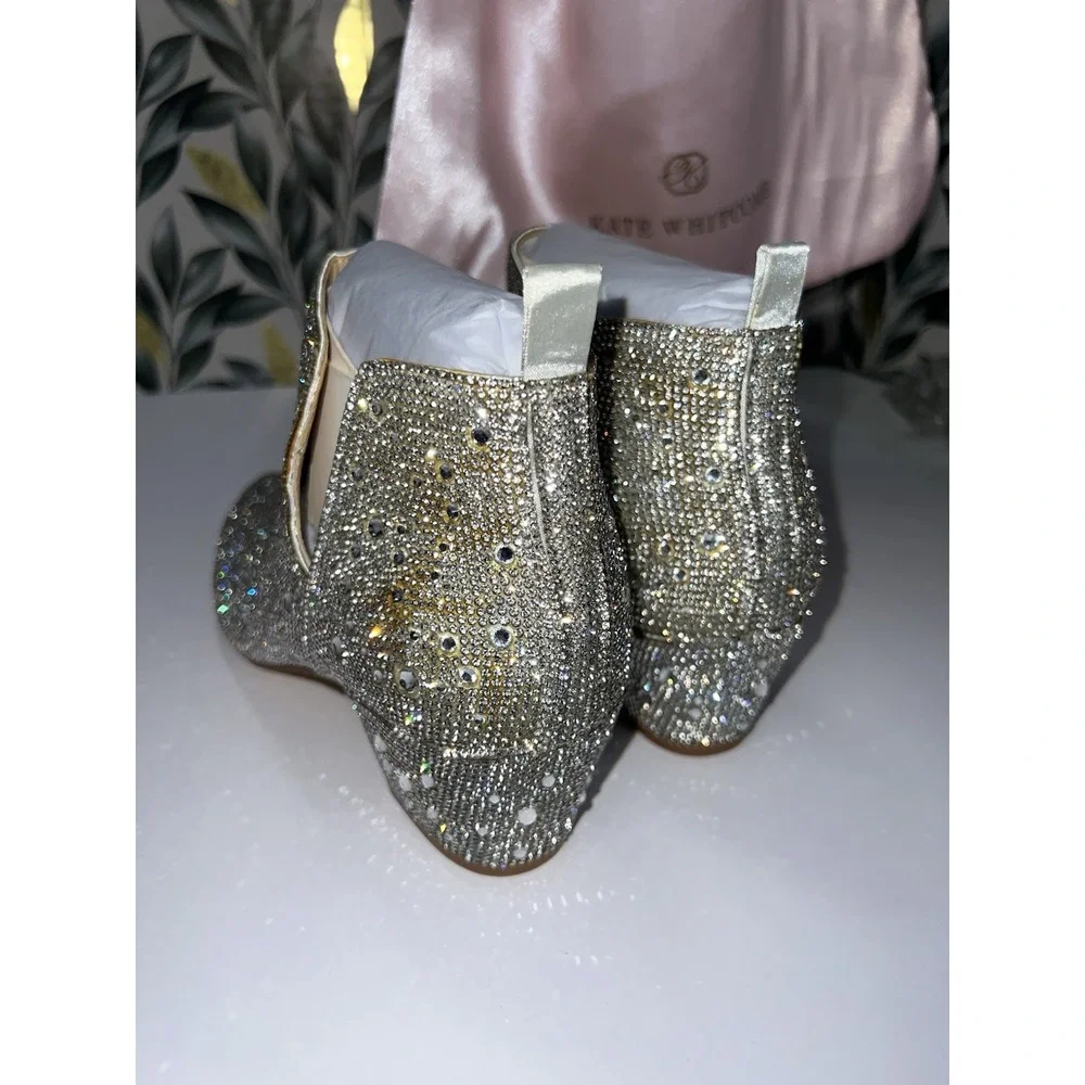 Gold Crystal Embellished Ankle Booties - Picture 4 of 7